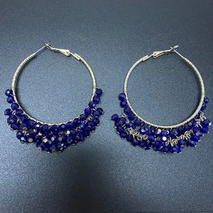 Blue and Gold Boston Proper Hoop Earrings
